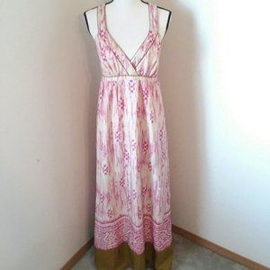LOFT 100% Silk Maxi Dress Summer Boho Size 8
